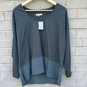 NWT Madewell Size M Gray Mixed Media Long Sleeve T-Shirt